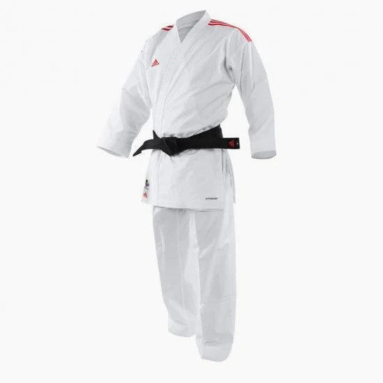 Fato karate Adidas Kumite Adilight Primegreen WKF Listras Vermelhas