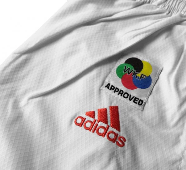 Fato karate Adidas Kumite Adilight Primegreen WKF Listras Vermelhas - Image 5
