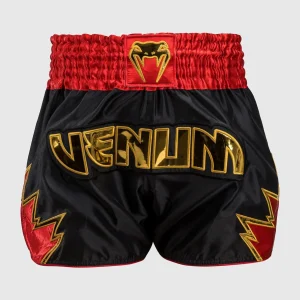 Calções de Kickboxing-Thai Venum Inferno Preto-ouro-vermelho
