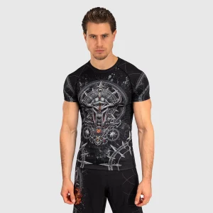 Rashguard Venum Gladiator 5.0 mangas curtas Preto-Prata