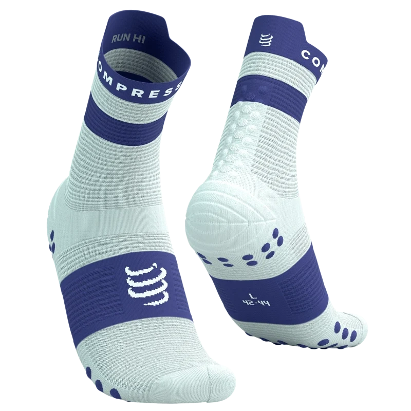 Compressport Pro Racing Socks V4.0 Run High - Star White / Orient Blue