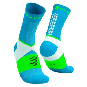 Compressport Ultra Trail Low Socks -  Norse Blue / Neon Green