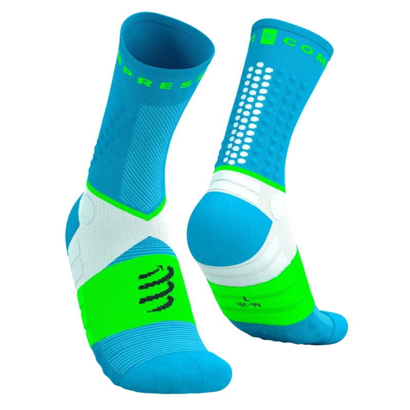 Compressport Ultra Trail Low Socks - Norse Blue / Neon Green